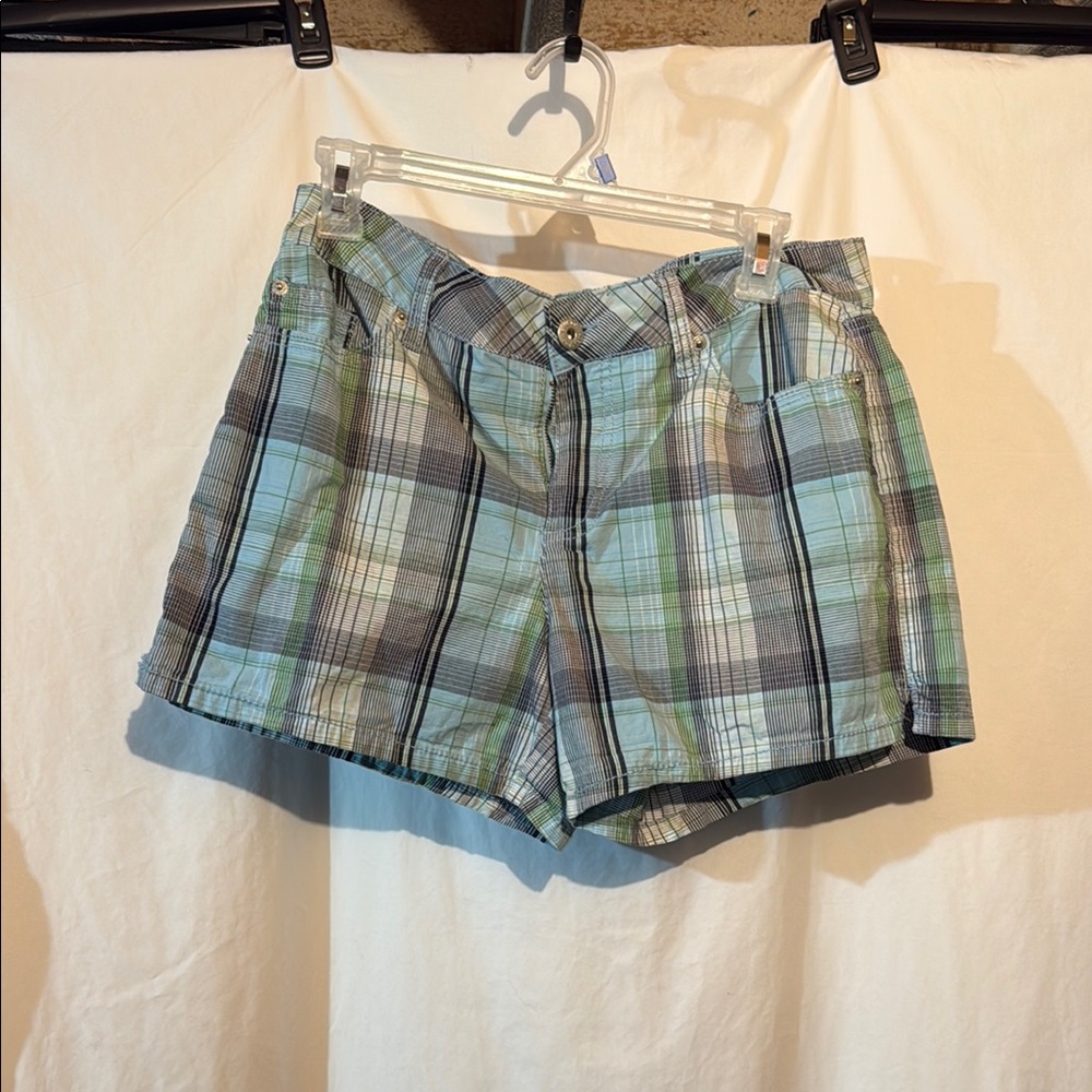 Faded Glory Plaid Women's Shorts in Blue and Green